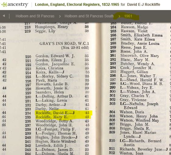 Electoral Roll entry