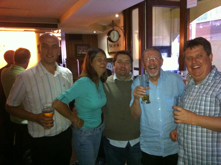 with friends at the drink-up