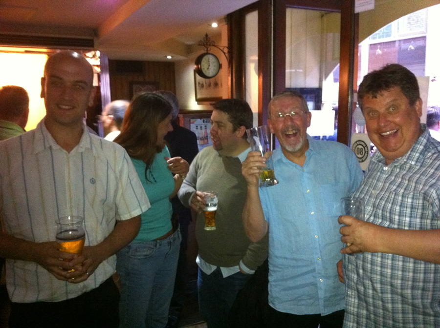 with friends at the drink-up